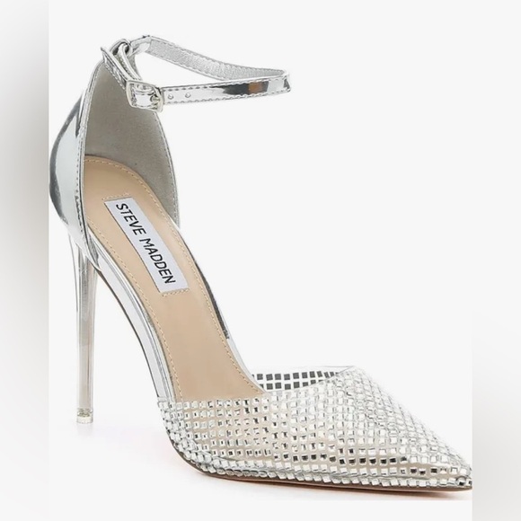 Steve Madden Shoes - Steve Madden Alisha Silver Metallic Rhinestone Pumps size 8